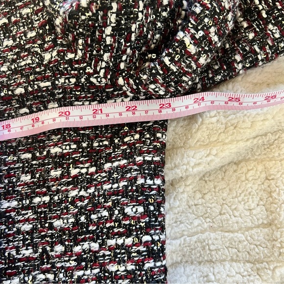 Calvin Klein Metallic Silver Sequins Women's Open Front Tweed Textured Jacket 16 - Picture 11 of 12